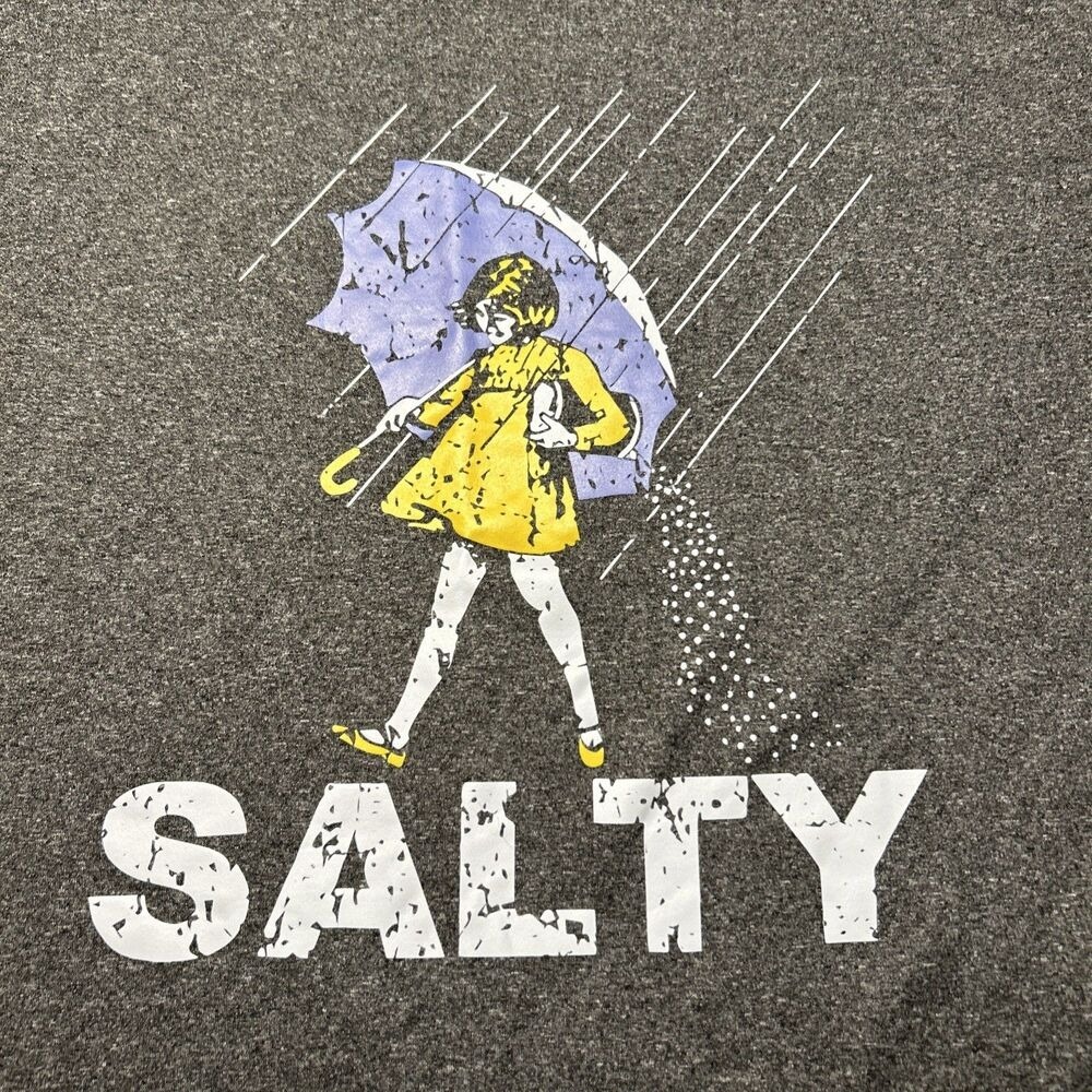 Salty Morton Salt Girl Parody Graphic Tee Gray Short Sleeve Shirt Sassy Witty - Picture 6 of 8